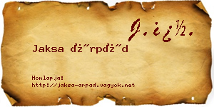 Jaksa Árpád névjegykártya